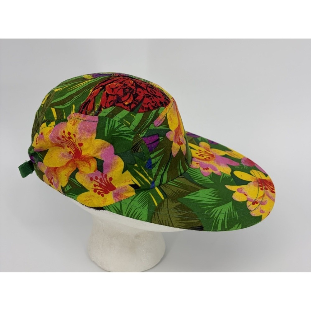 Vintage Yo Wear Maxx Boxer 5 Panel Hat Skater Hawaiian Tropical Print Strap Back